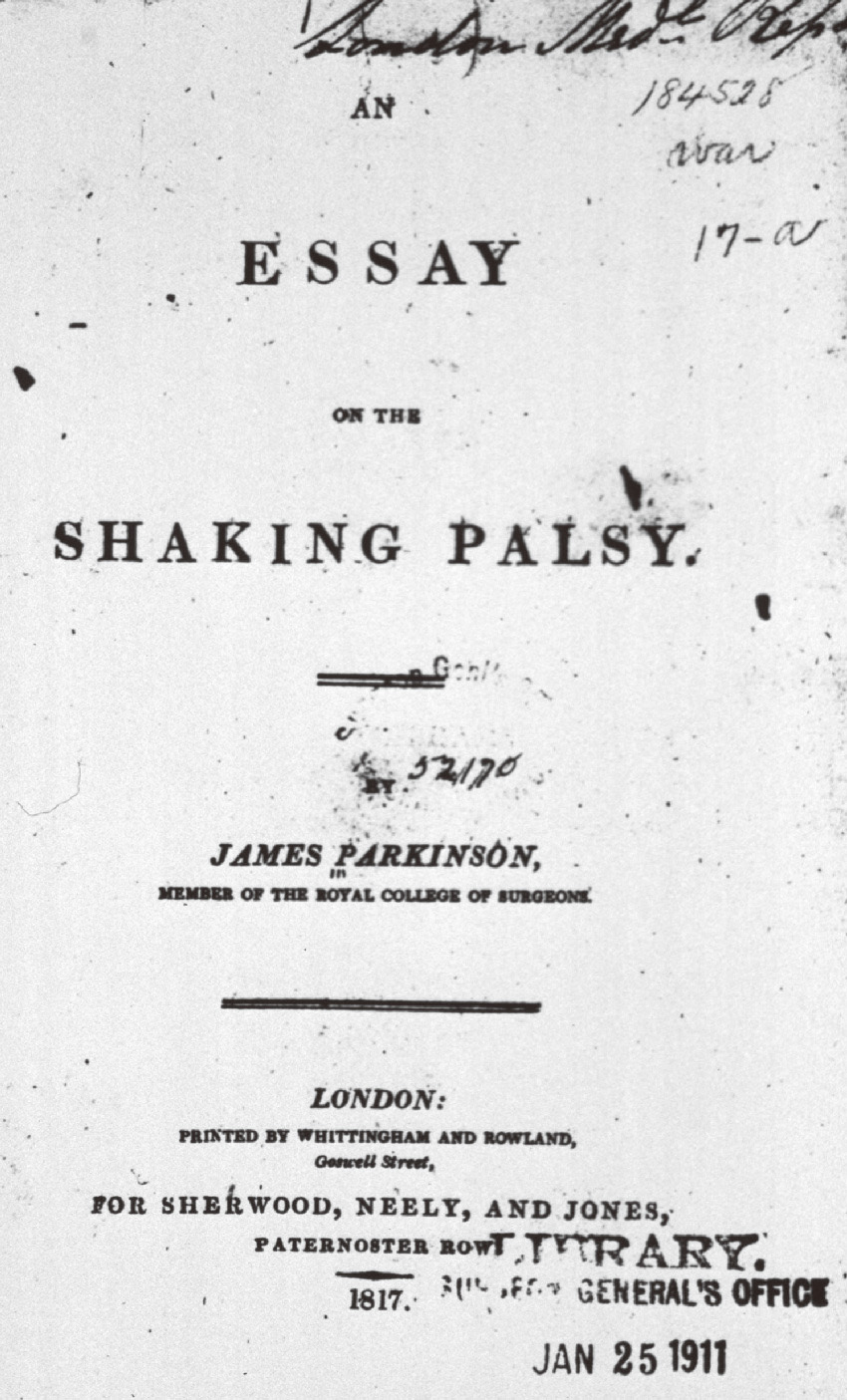 ⓔ図18-6-1　Essay on the Shaking Palsy現存する原著の表紙 (NIH Library蔵書) 