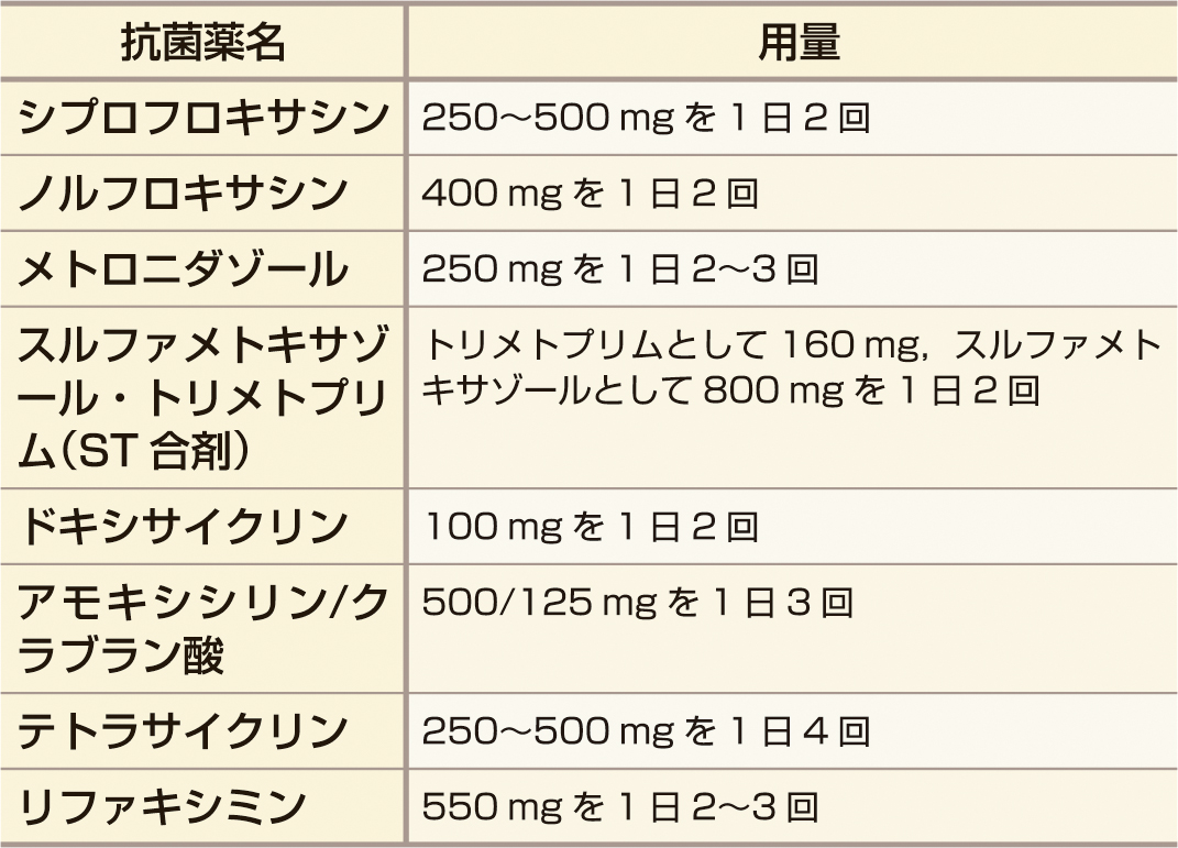 ⓔ表11-5-6　SIBOに対する抗菌薬レジメン (わが国では保険適用なし) 