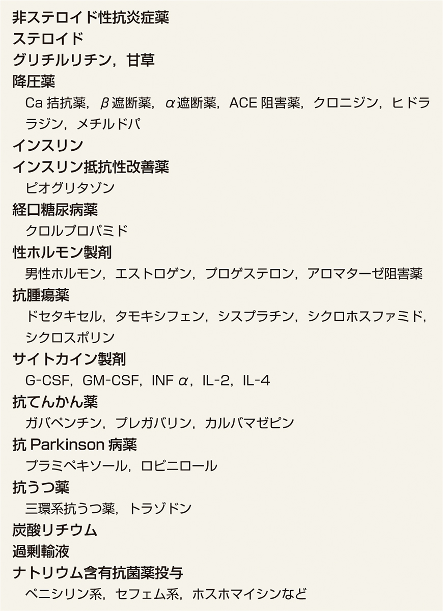 ⓔ表5-18-1　浮腫をきたす薬剤 